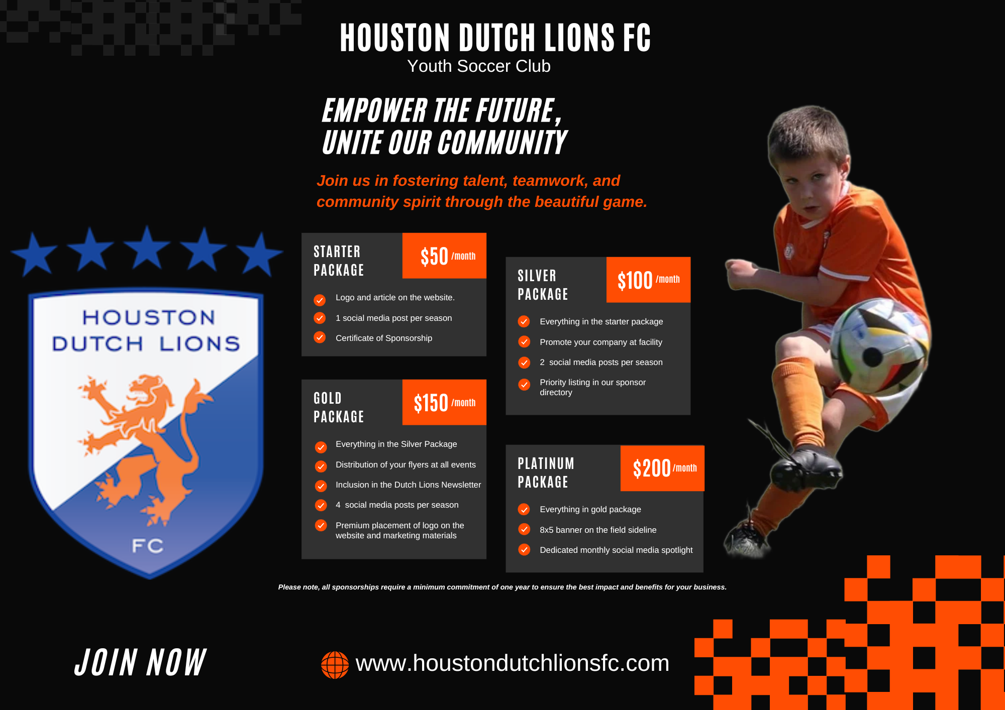 Sponsorship Pacakage Houston Dutch Lions FC